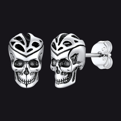 Gothic Celtic Knot Skull Stud Earrings for