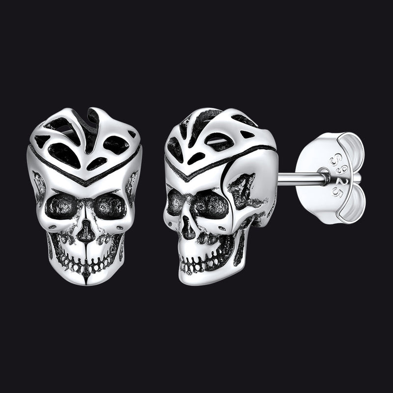 Gothic Celtic Knot Skull Stud Earrings for