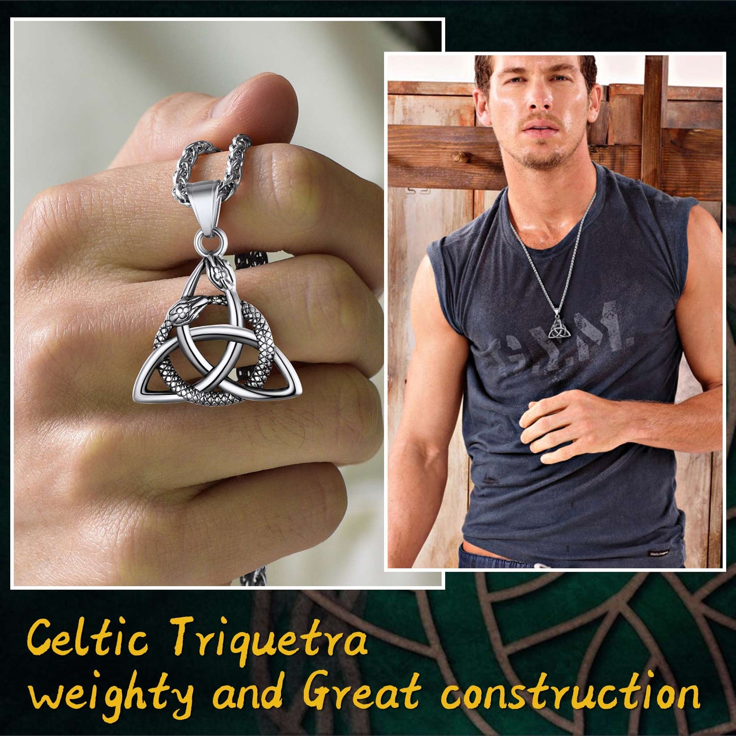 Ouroboros Celtic Knot Snake Pendant Necklace