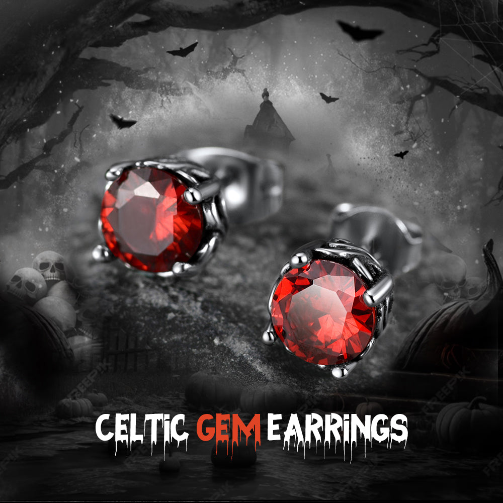Celtic Ruby Stud Earrings for in Stainless Steel