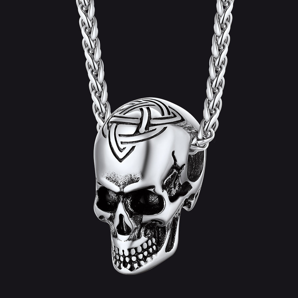 Gothic Celtic Skull Pendant Necklace for
