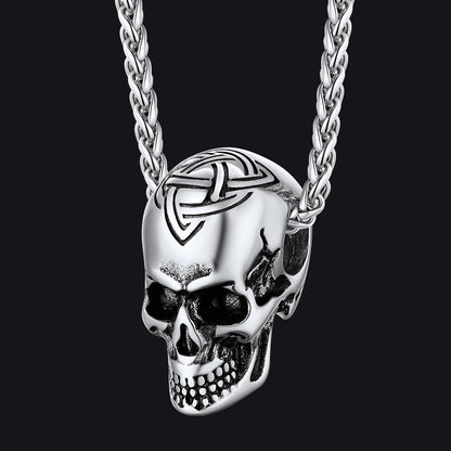 Gothic Celtic Skull Pendant Necklace for