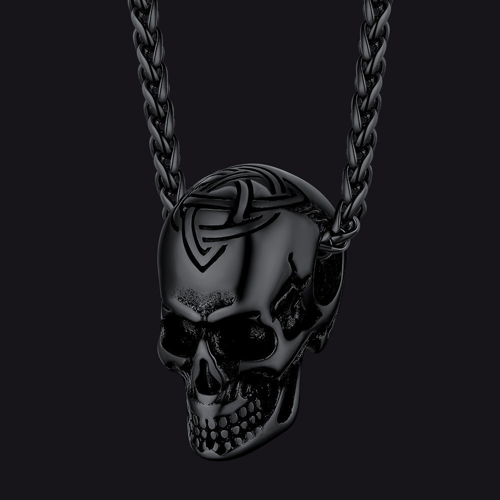 Gothic Celtic Skull Pendant Necklace for