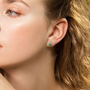Sterling Silver Irish Celtic Knot Birthstone Stud Earrings for