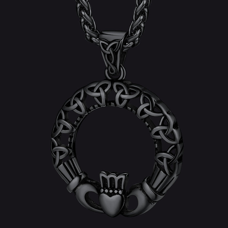 Claddage Circle Celtic Knot Pendant Necklace for /