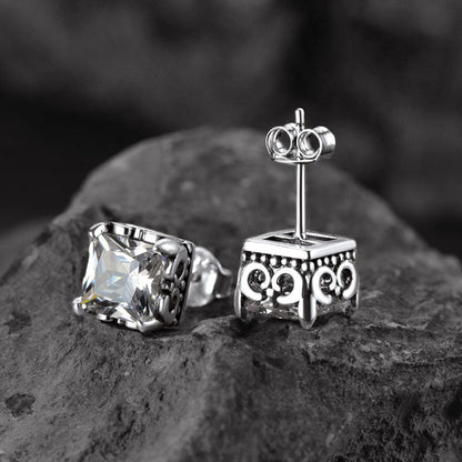 Celtic Diamond Stud Earrings in Sterling Silver for