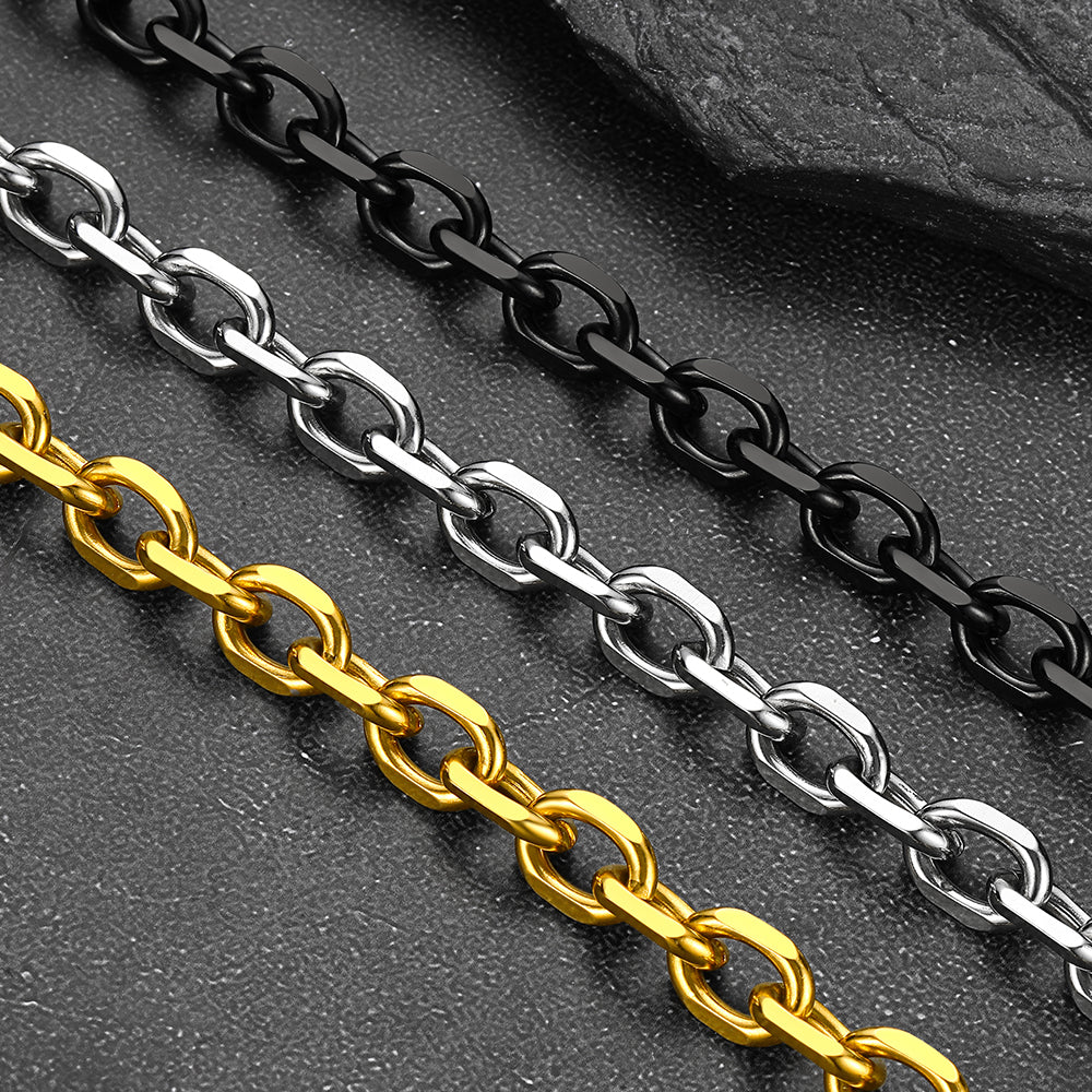 9mm Rolo Link Chain Necklace & Bracelet Set for