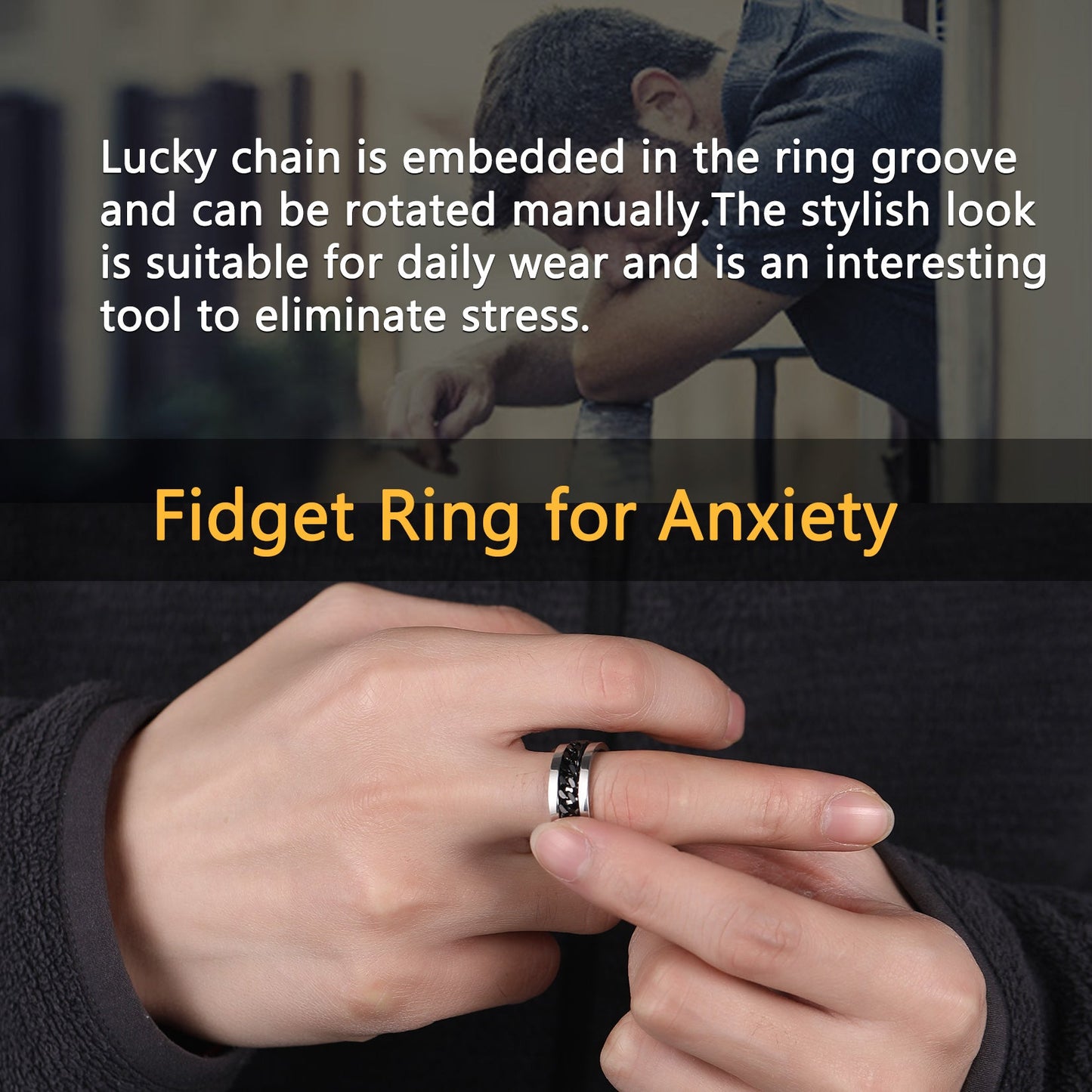Cuban Chain Link Fidget Spinner Anxiety Ring for