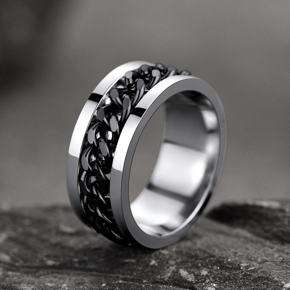 Cuban Chain Link Fidget Spinner Anxiety Ring for