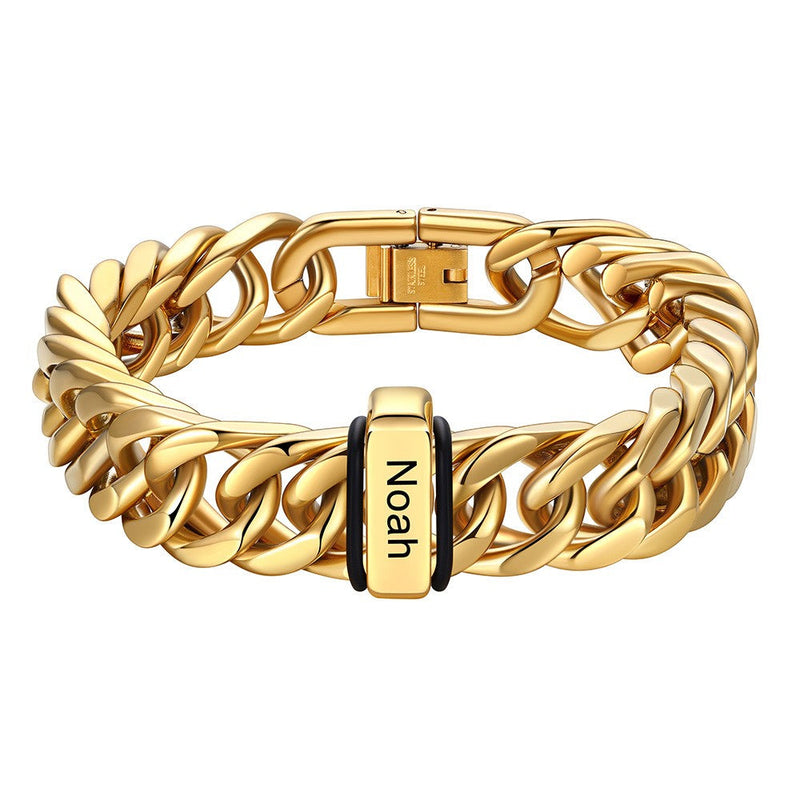 Personalized Cuban Link Bracelet Engraved Name Bracelet for