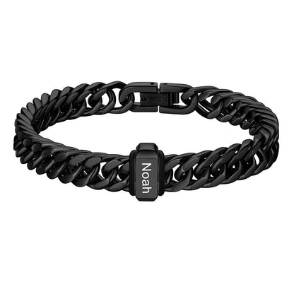 Personalized Cuban Link Bracelet Engraved Name Bracelet for