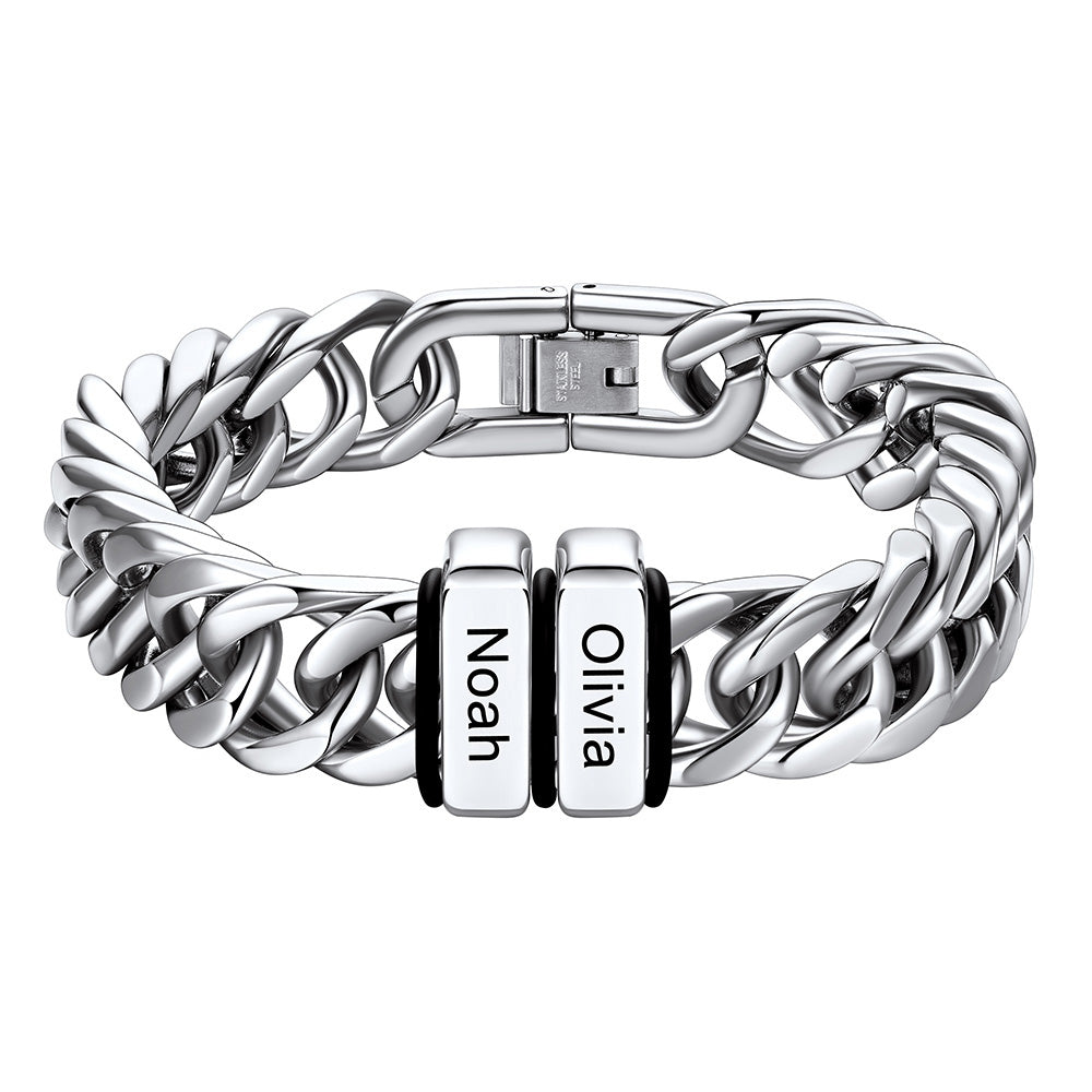 Personalized Cuban Link Bracelet Engraved Name Bracelet for
