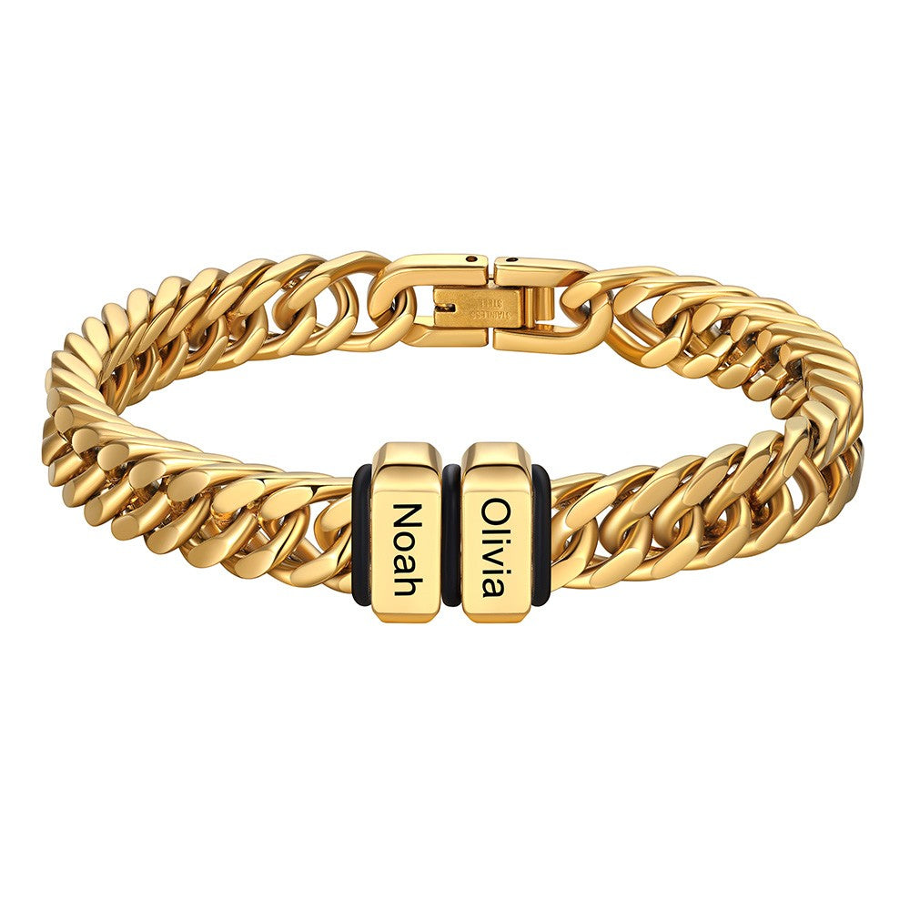 Personalized Cuban Link Bracelet Engraved Name Bracelet for