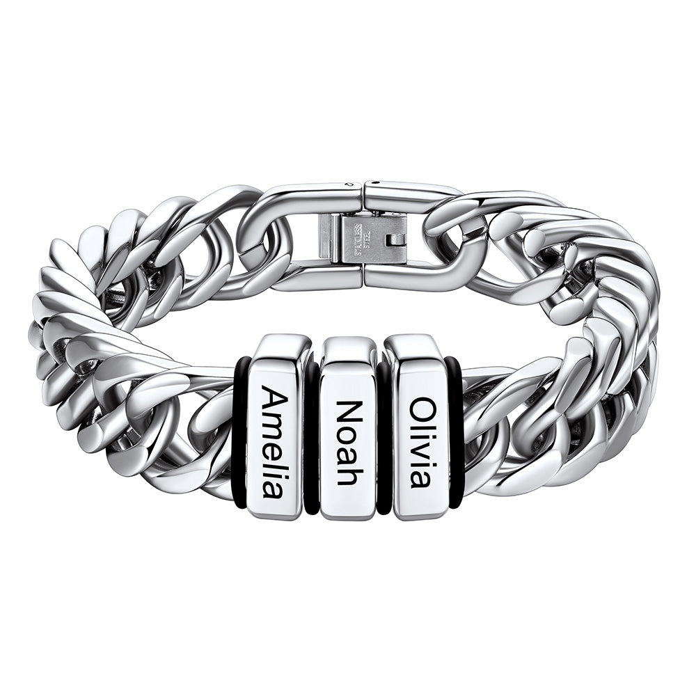Personalized Cuban Link Bracelet Engraved Name Bracelet for