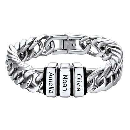 Personalized Cuban Link Bracelet Engraved Name Bracelet for