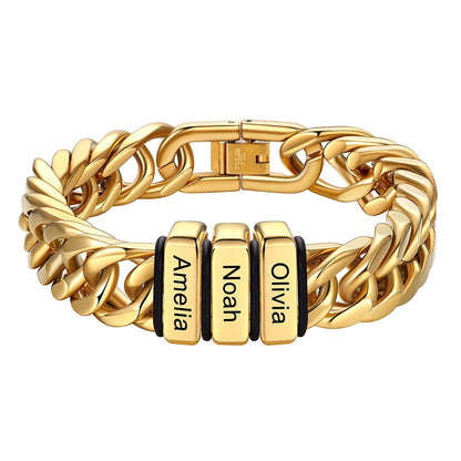 Personalized Cuban Link Bracelet Engraved Name Bracelet for