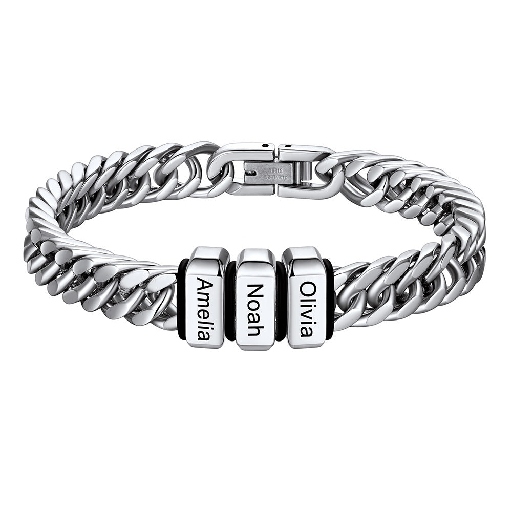 Personalized Cuban Link Bracelet Engraved Name Bracelet for