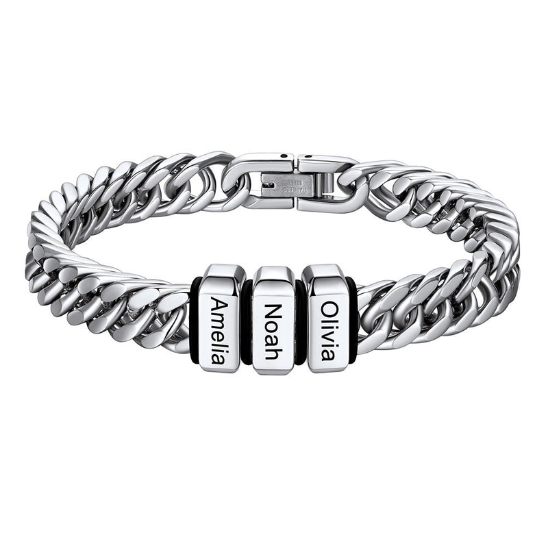 Personalized Cuban Link Bracelet Engraved Name Bracelet for