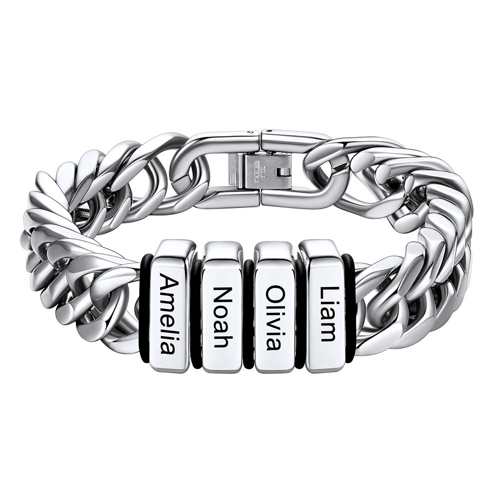 Personalized Cuban Link Bracelet Engraved Name Bracelet for