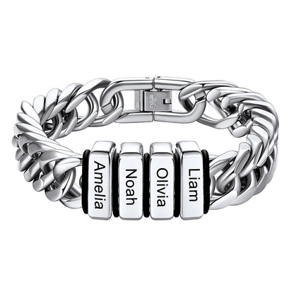 Personalized Cuban Link Bracelet Engraved Name Bracelet for