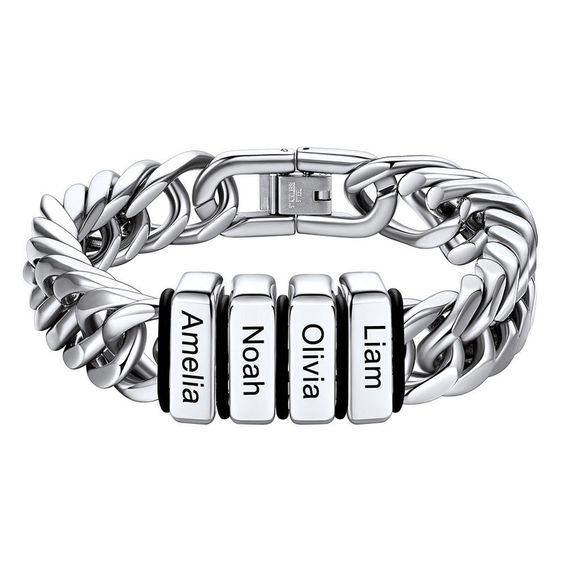Personalized Cuban Link Bracelet Engraved Name Bracelet for