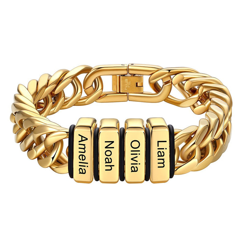 Personalized Cuban Link Bracelet Engraved Name Bracelet for