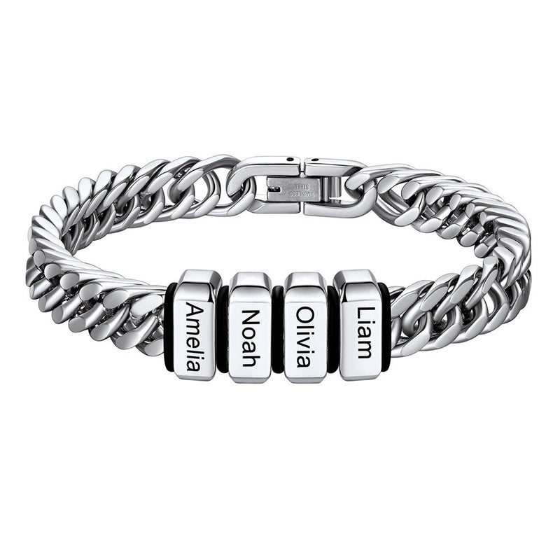 Personalized Cuban Link Bracelet Engraved Name Bracelet for