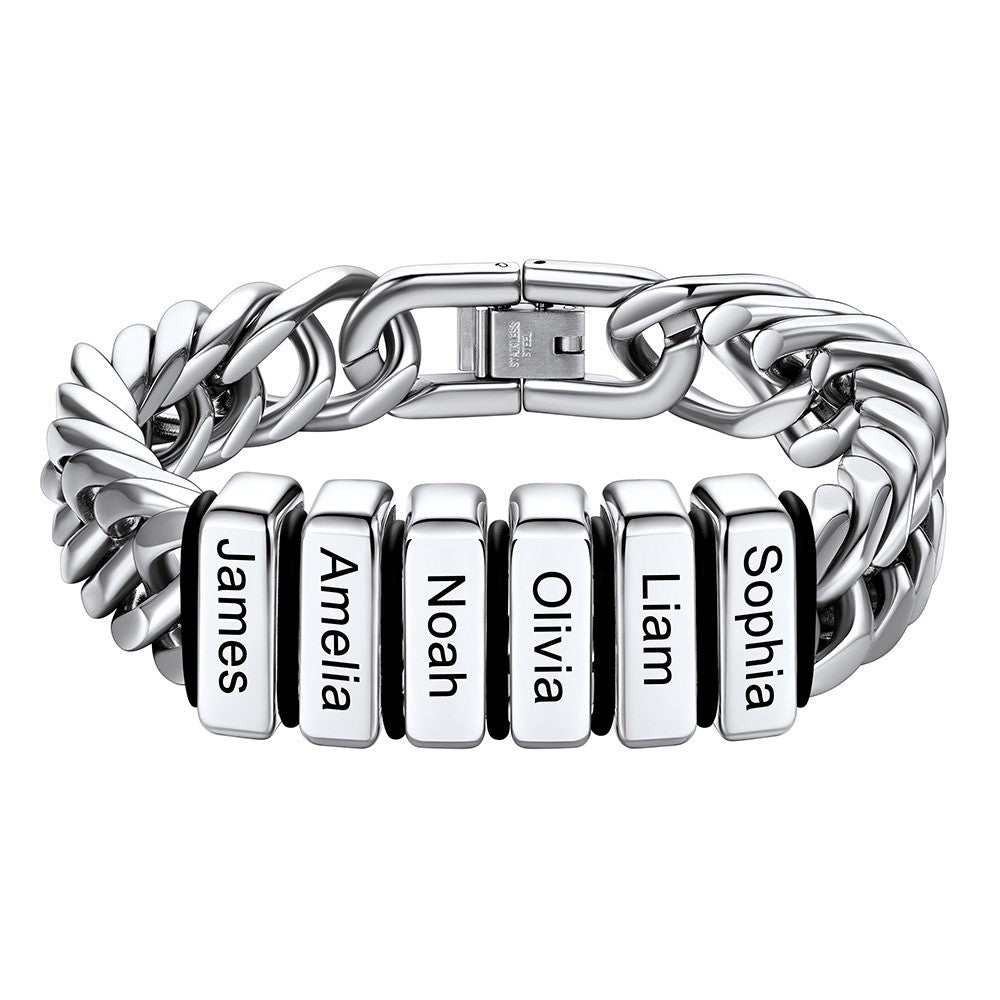Personalized Cuban Link Bracelet Engraved Name Bracelet for