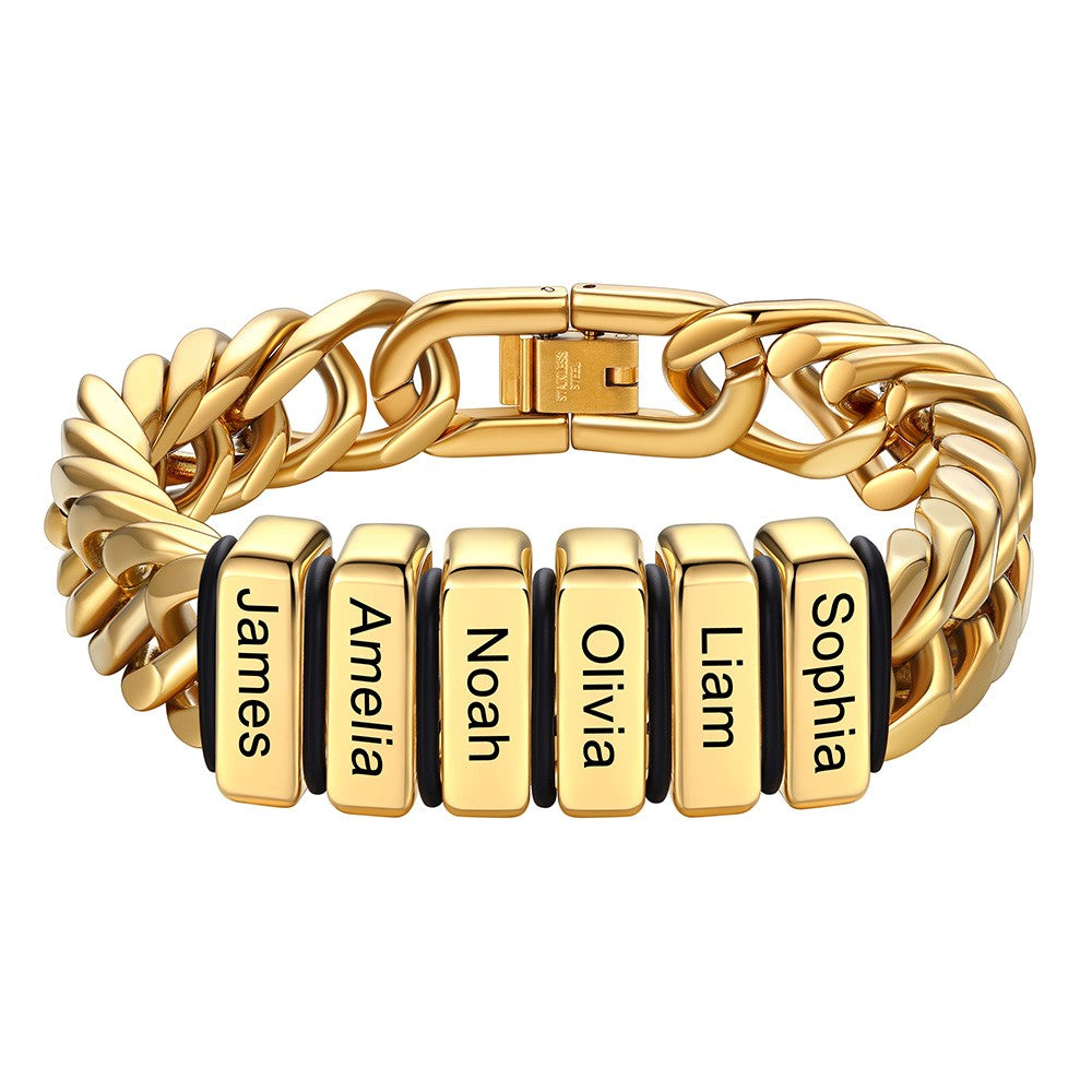 Personalized Cuban Link Bracelet Engraved Name Bracelet for
