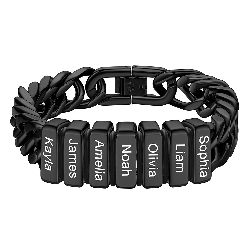 Personalized Cuban Link Bracelet Engraved Name Bracelet for