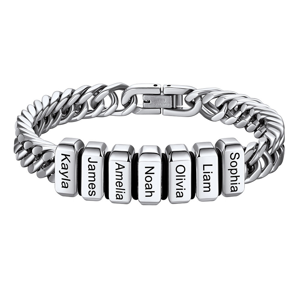 Personalized Cuban Link Bracelet Engraved Name Bracelet for
