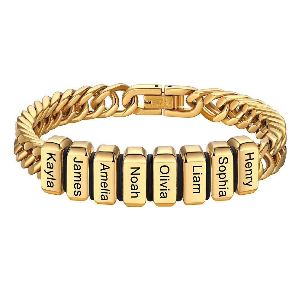 Personalized Cuban Link Bracelet Engraved Name Bracelet for