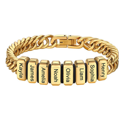 Personalized Cuban Link Bracelet Engraved Name Bracelet for