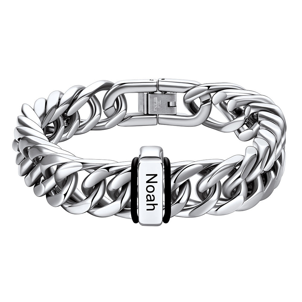 Personalized Cuban Link Bracelet Engraved Name Bracelet for
