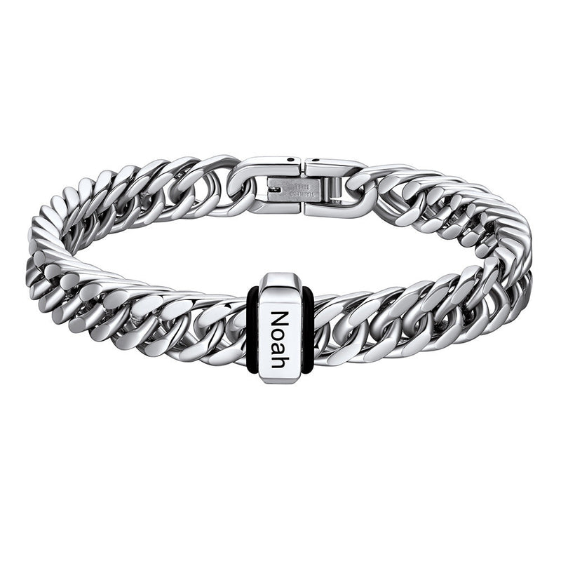 Personalized Cuban Link Bracelet Engraved Name Bracelet for