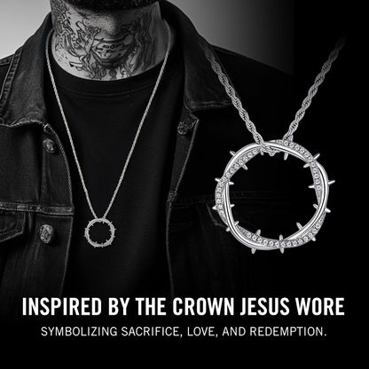 Christian Jesus Crown of Thorns Circle Pendant Necklace for