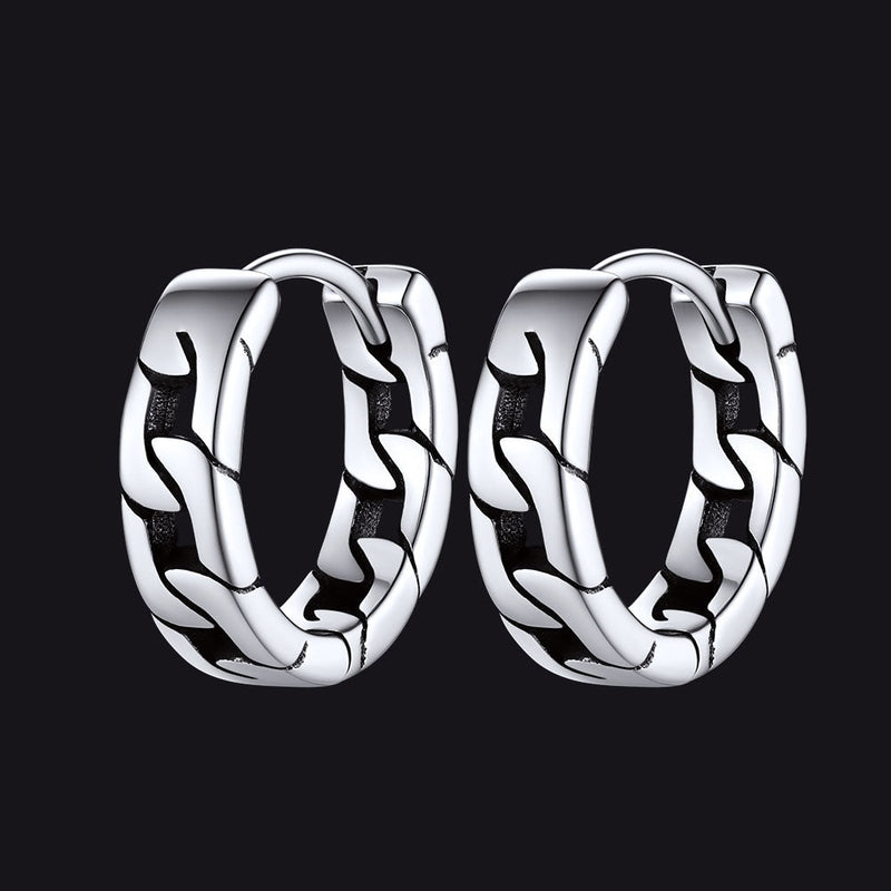 Chunky Cuban Chain Huggie Hoop Earrings for
