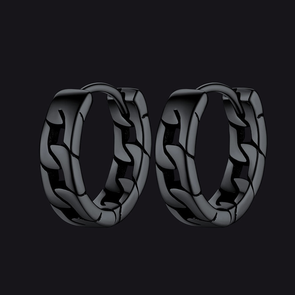 Chunky Cuban Chain Huggie Hoop Earrings for