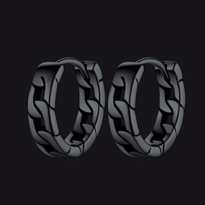 Chunky Cuban Chain Huggie Hoop Earrings for