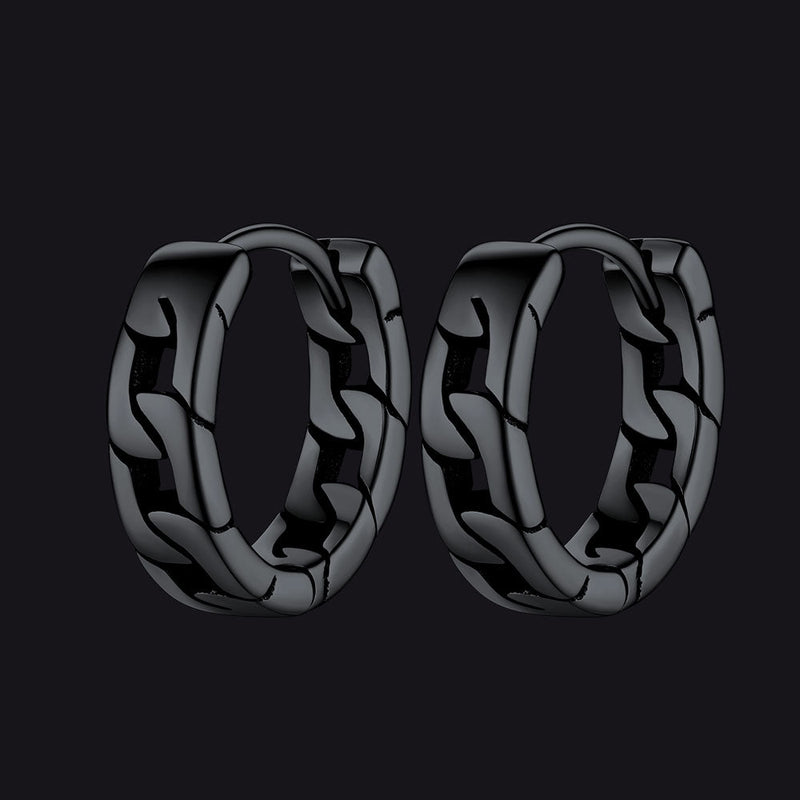 Chunky Cuban Chain Huggie Hoop Earrings for