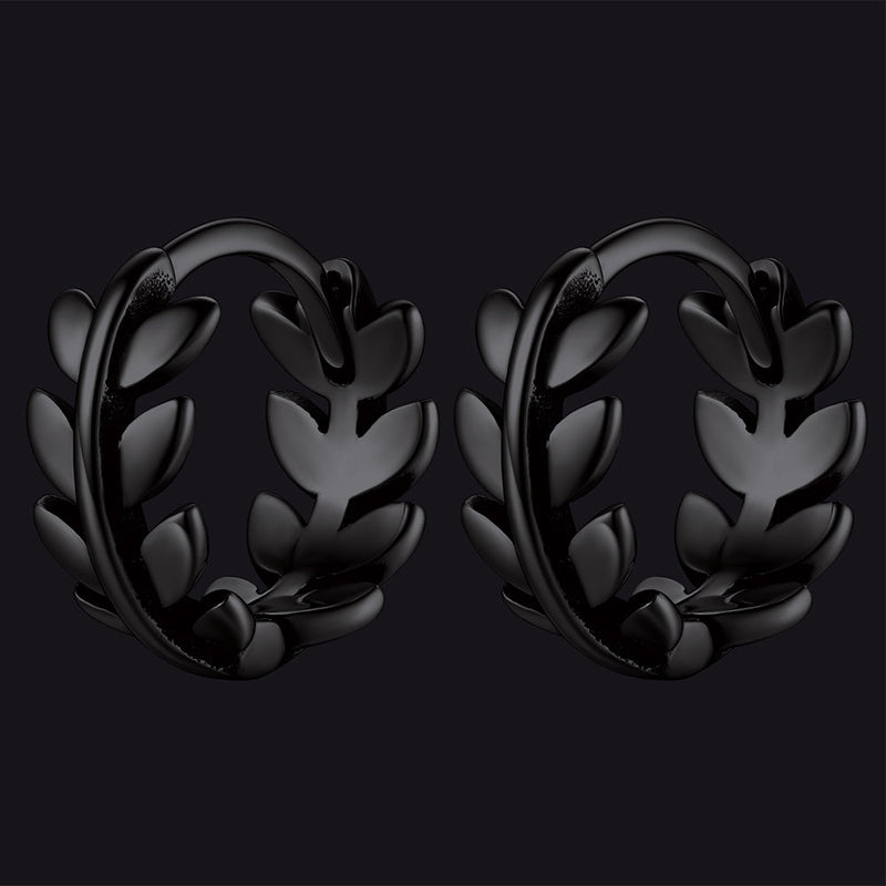 Sterling Silver Small Leaf Hoop Huggie Earrings for