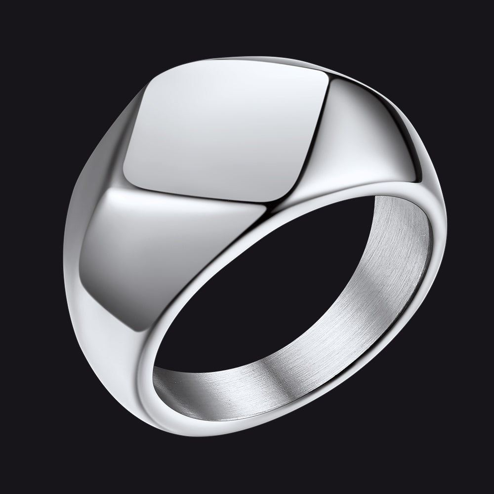 Custom Text Chunky Thick Heavy Signet Ring Gift for Dad