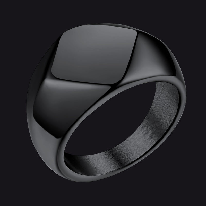 Custom Text Chunky Thick Heavy Signet Ring Gift for Dad