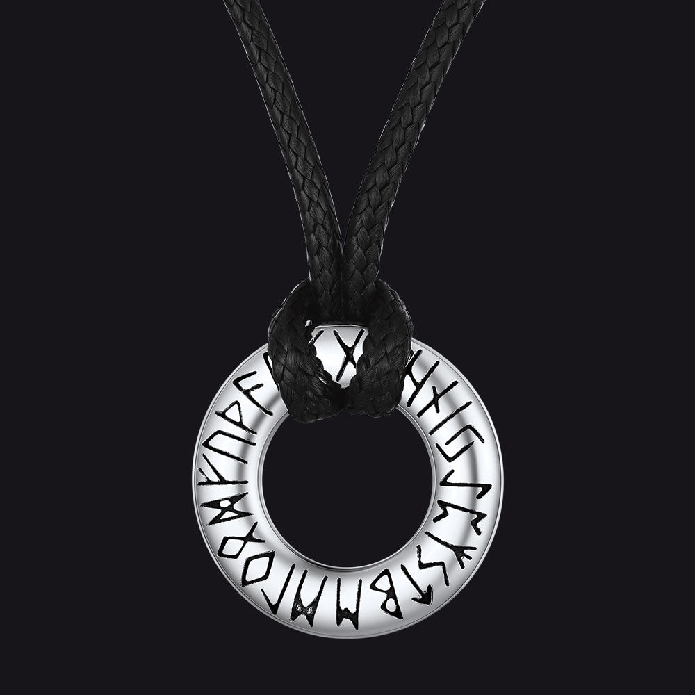 Norse Viking Rune Circle Chain Necklace for