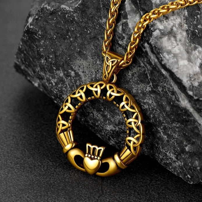 Claddage Circle Celtic Knot Pendant Necklace for /
