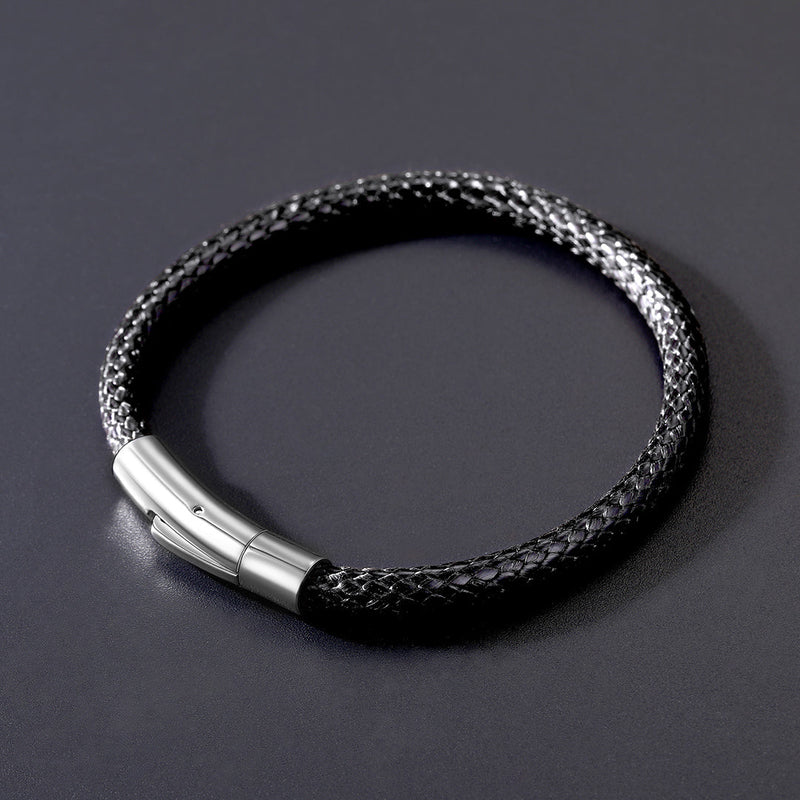 Clasp Braided Genuine Leather Bracelet Birthday Gift for