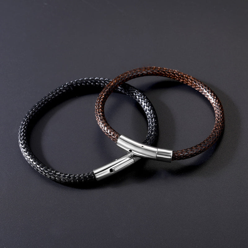 Clasp Braided Genuine Leather Bracelet Birthday Gift for