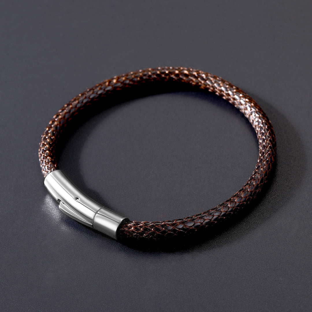 Clasp Braided Genuine Leather Bracelet for
