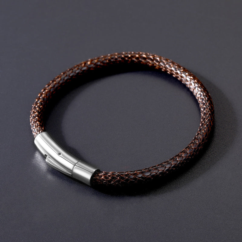 Clasp Braided Genuine Leather Bracelet Birthday Gift for