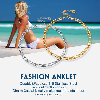 5mm Classic Figaro Link Anklet Bracelet for